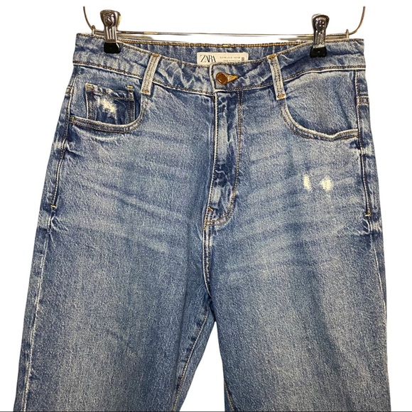 Zara High Rise Vintage Relaxed Fit Straight Leg Medium Wash Mom Jeans 8 - Picture 4 of 7